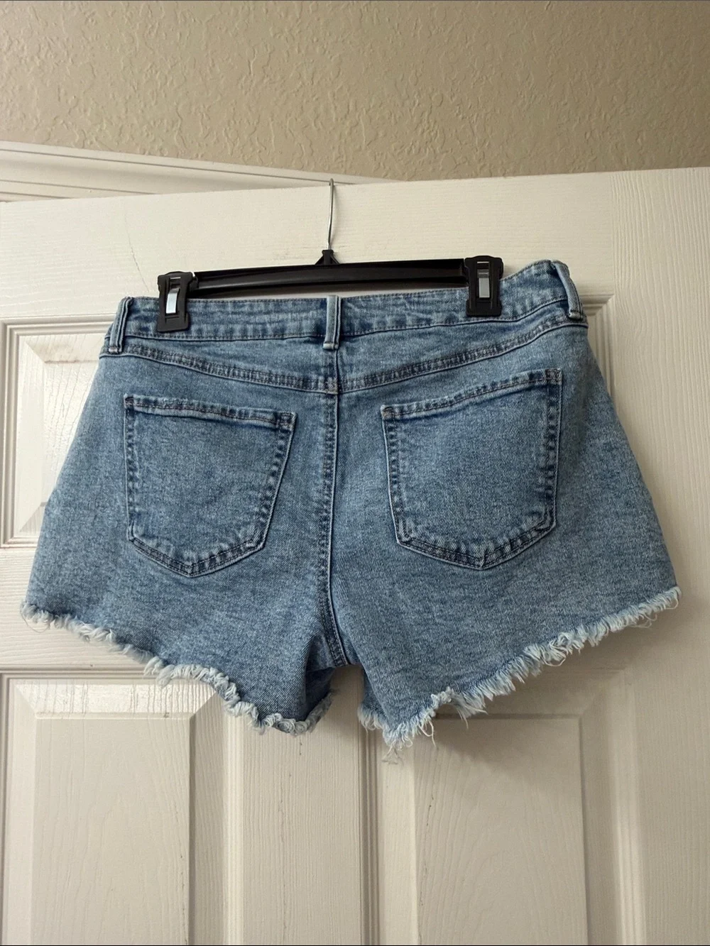Rewash Light Wash Frayed Denim Shorts